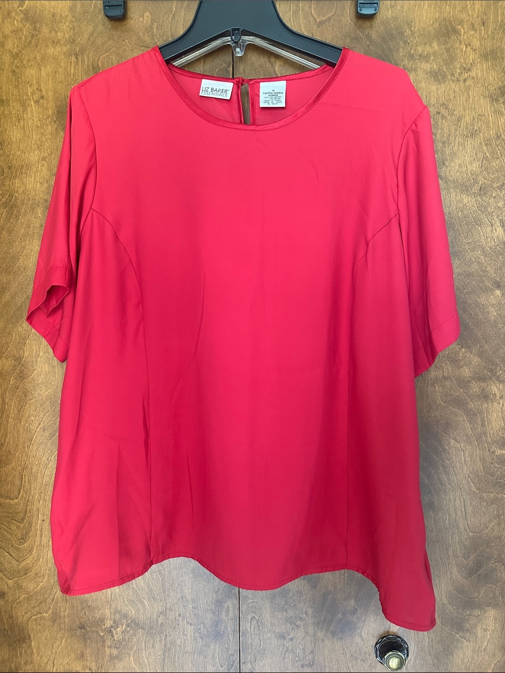 Liz Baker Essentials Red Short Sleeve Round Neck Blouse